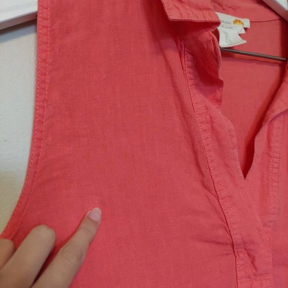 C&C California Linen Dress Size 8 Pockets Collared Shift Shirt Dress Pink - Picture 3 of 5